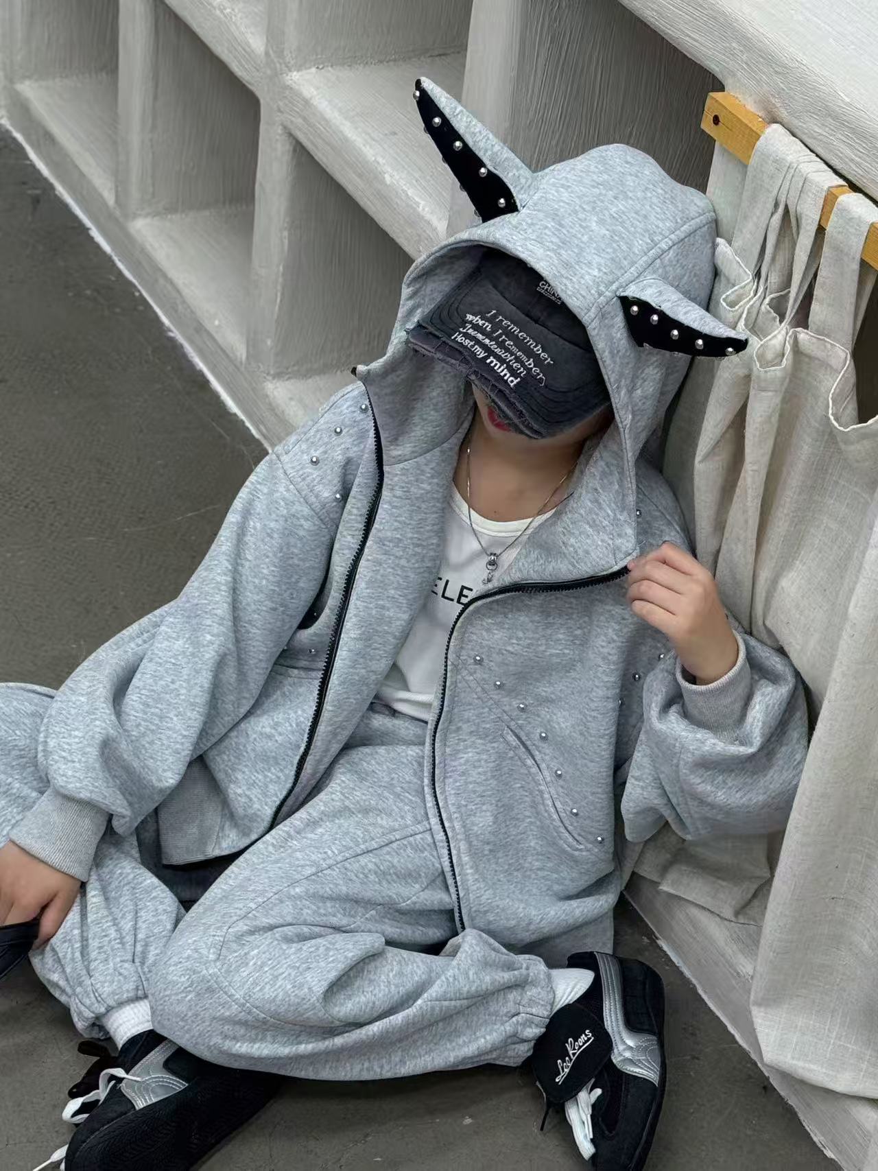 男女童2025新款苏格国潮美式拼接柳丁杜兵犬耳朵连帽开衫卫衣套装