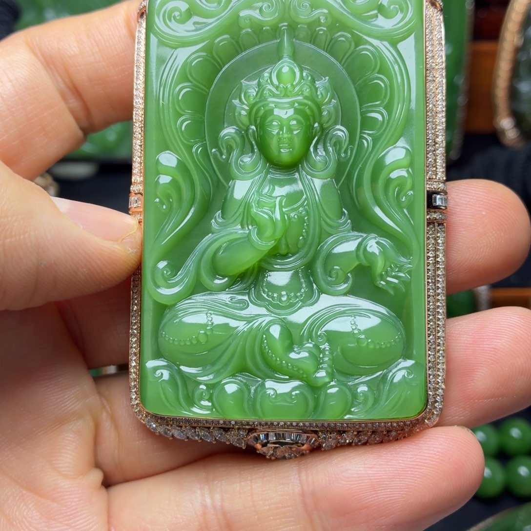 顺***车和田玉（碧玉）未镶嵌吊坠(不含链)
