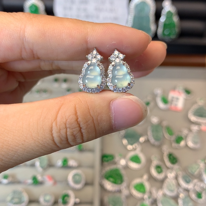 翡翠未镶嵌耳饰耳钉