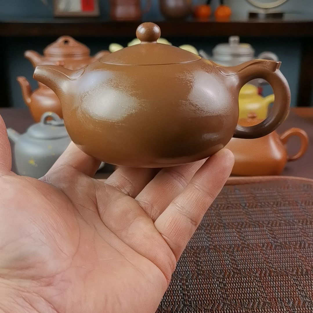 紫砂茶壶革紫泥如意半月300CC国工