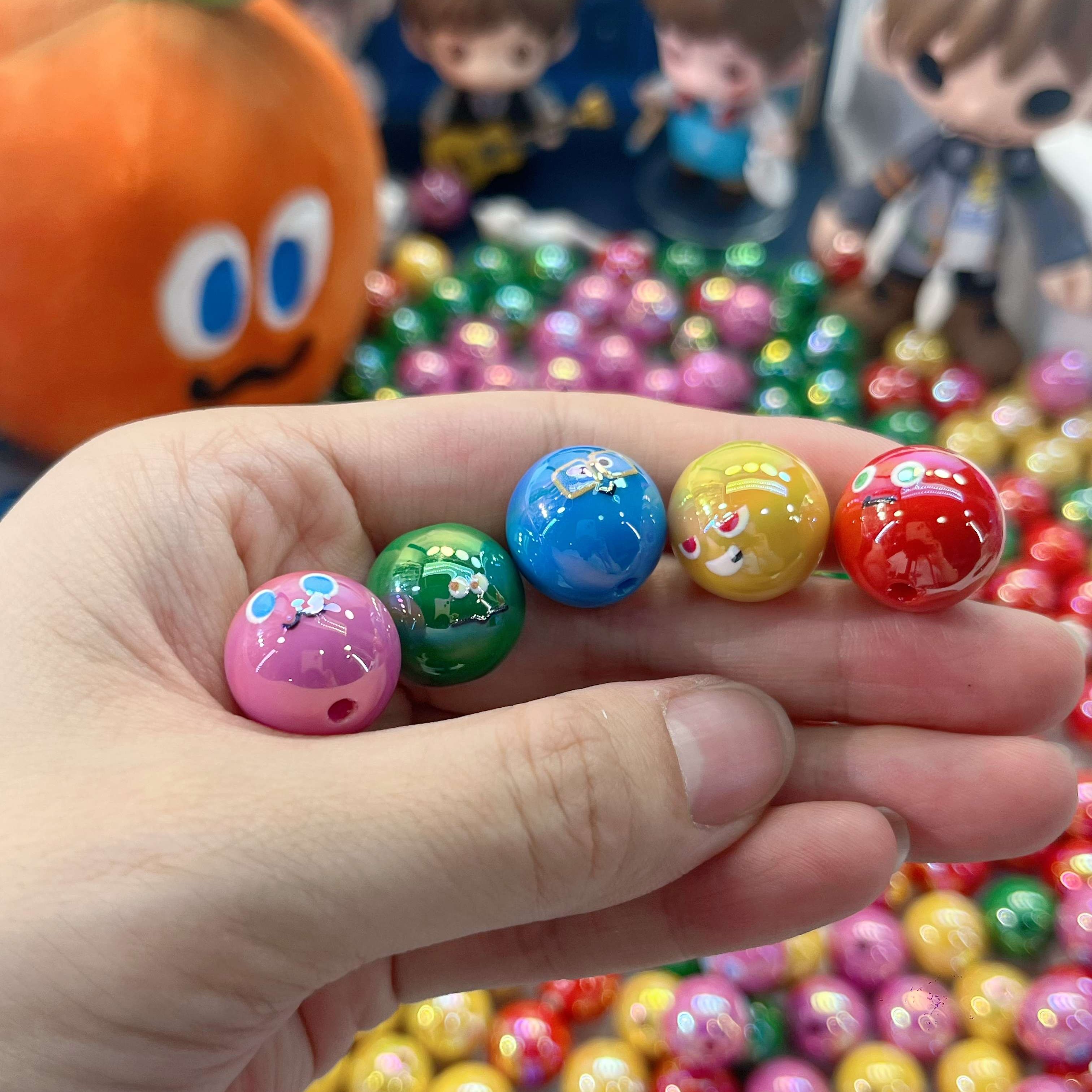 应援物料手机链DIY实色表情珠配件创意手工wmls物料手机挂链串珠