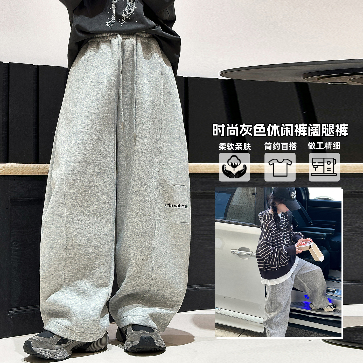 女童2025秋款新款纯色休闲弯刀裤中大童少女洋气遮肉显瘦百搭裤潮