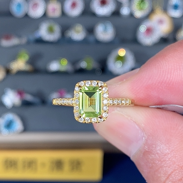 橄榄石戒指银S925镶嵌