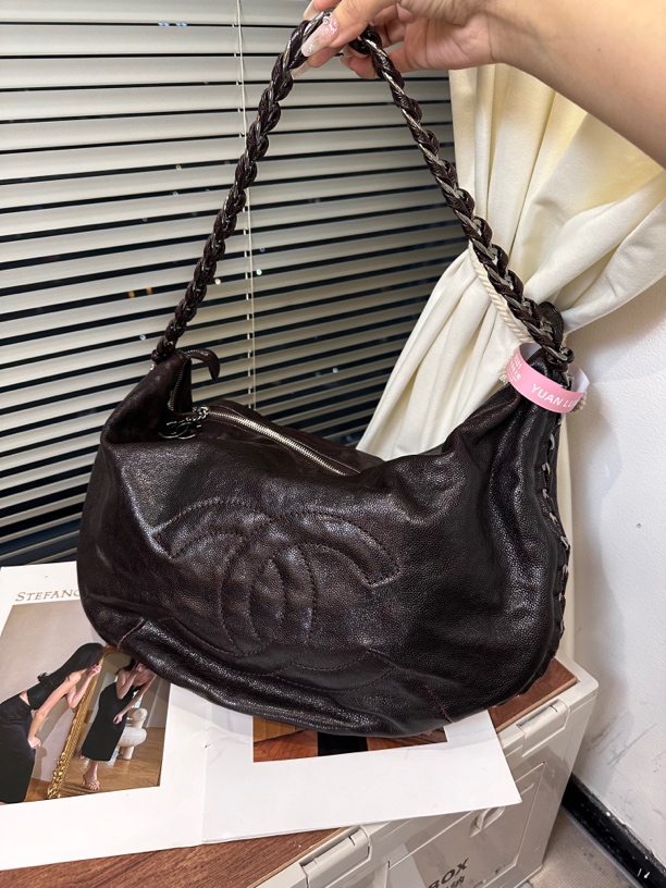 95新 Chanel/香奈儿 黑色饺子腋下单肩包时尚百搭大容量手提包