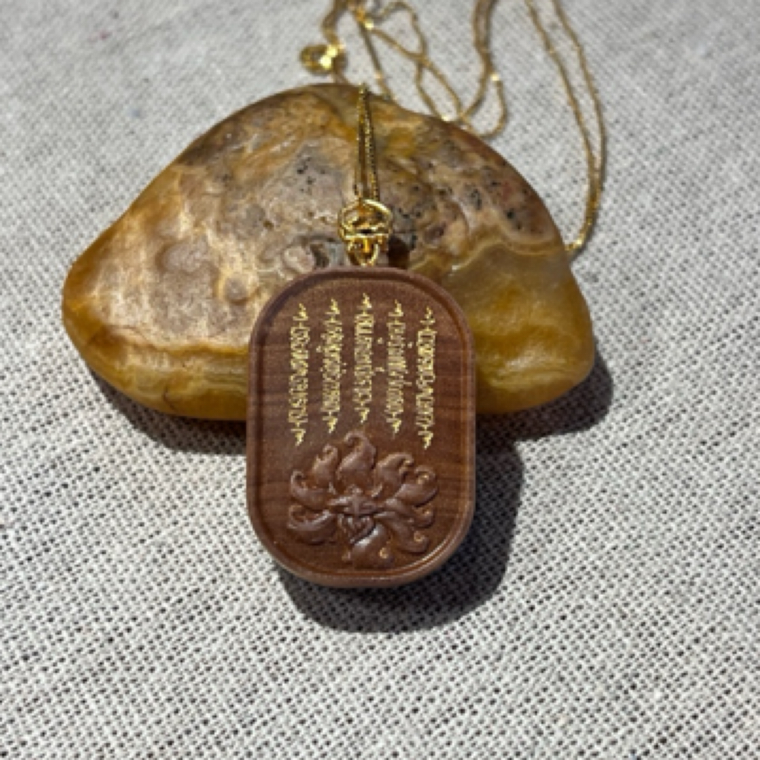 印度老山檀五条经文项链牌（焦糖）