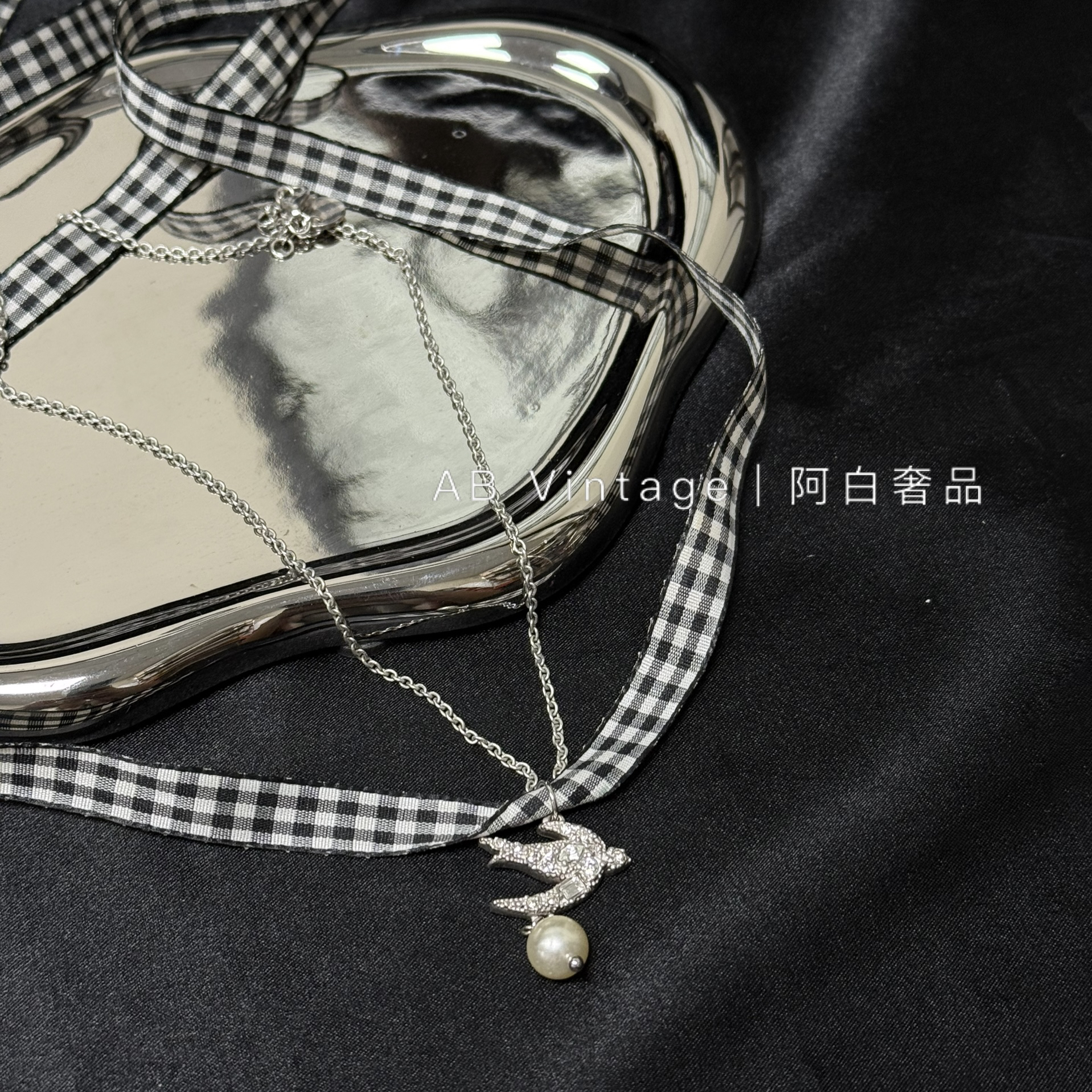 95新 MIU MIU/缪缪 阿白奢品/缪缪 格纹项链