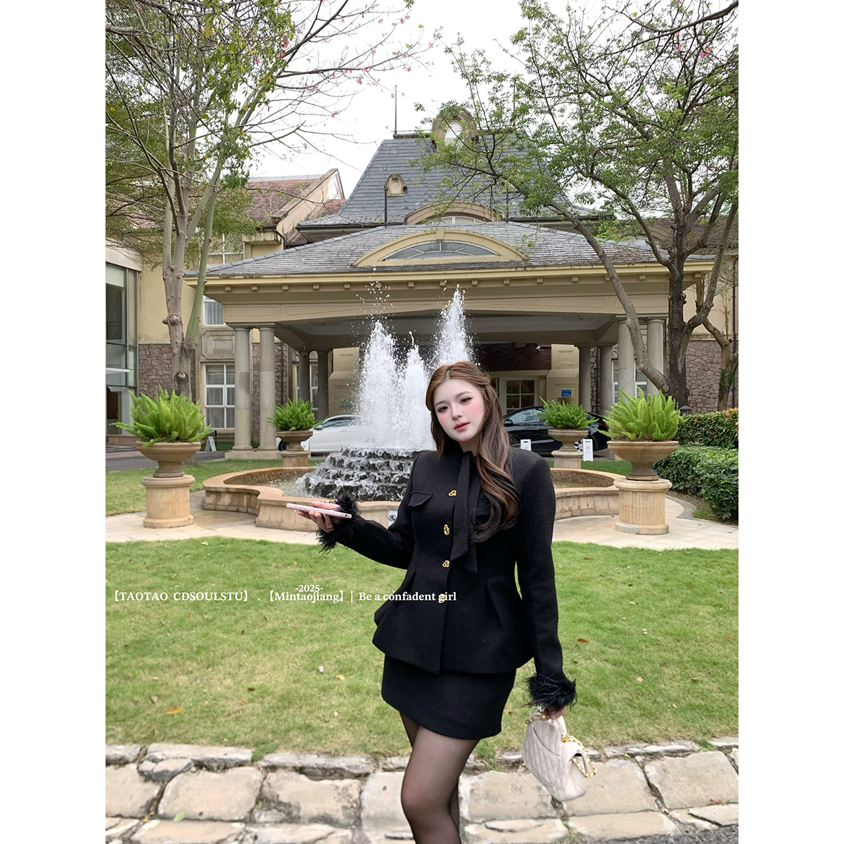 SWEET【矜贵千金】微胖千金贵气感收腰显瘦秋冬外套+半身裙套装