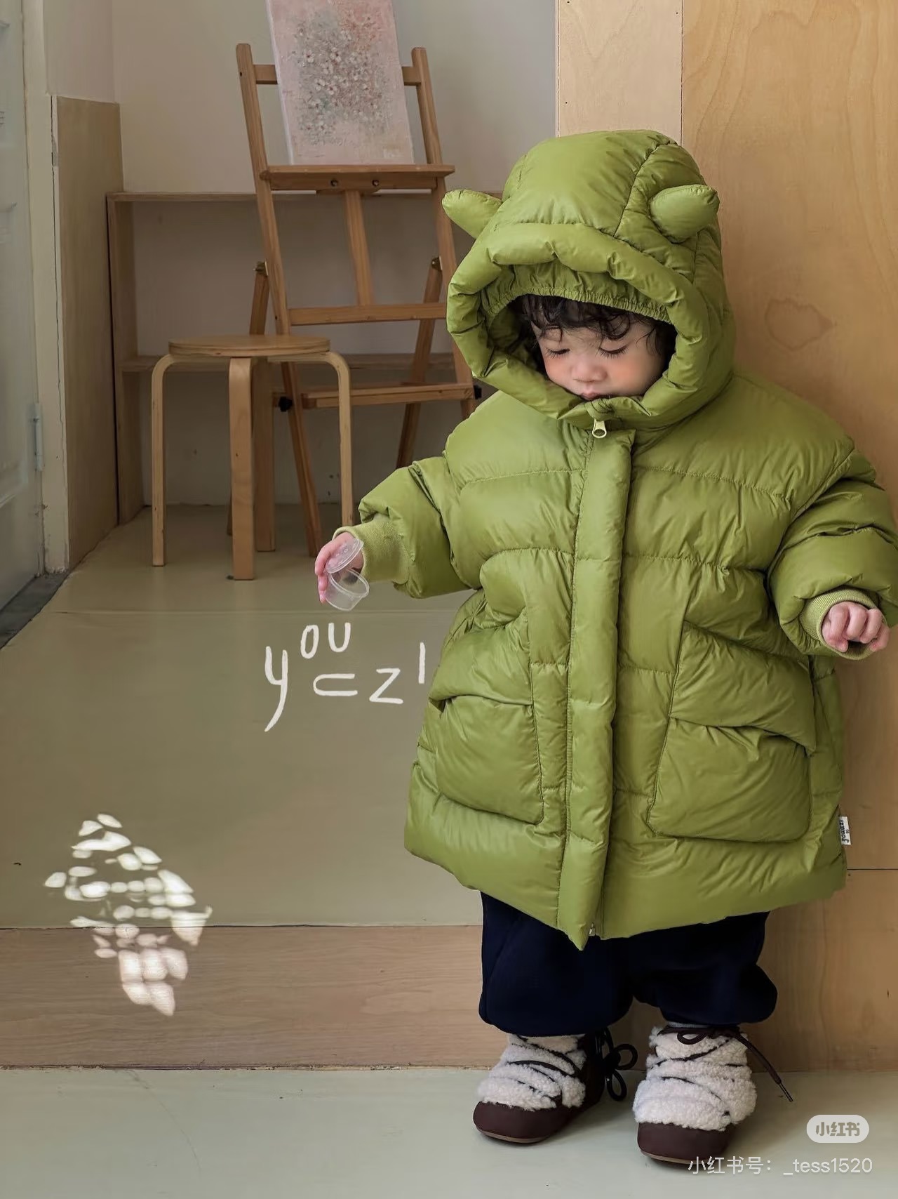 2025新款冬款右子中长款小恶魔羽绒绿色黑色厚连帽保暖加厚男女