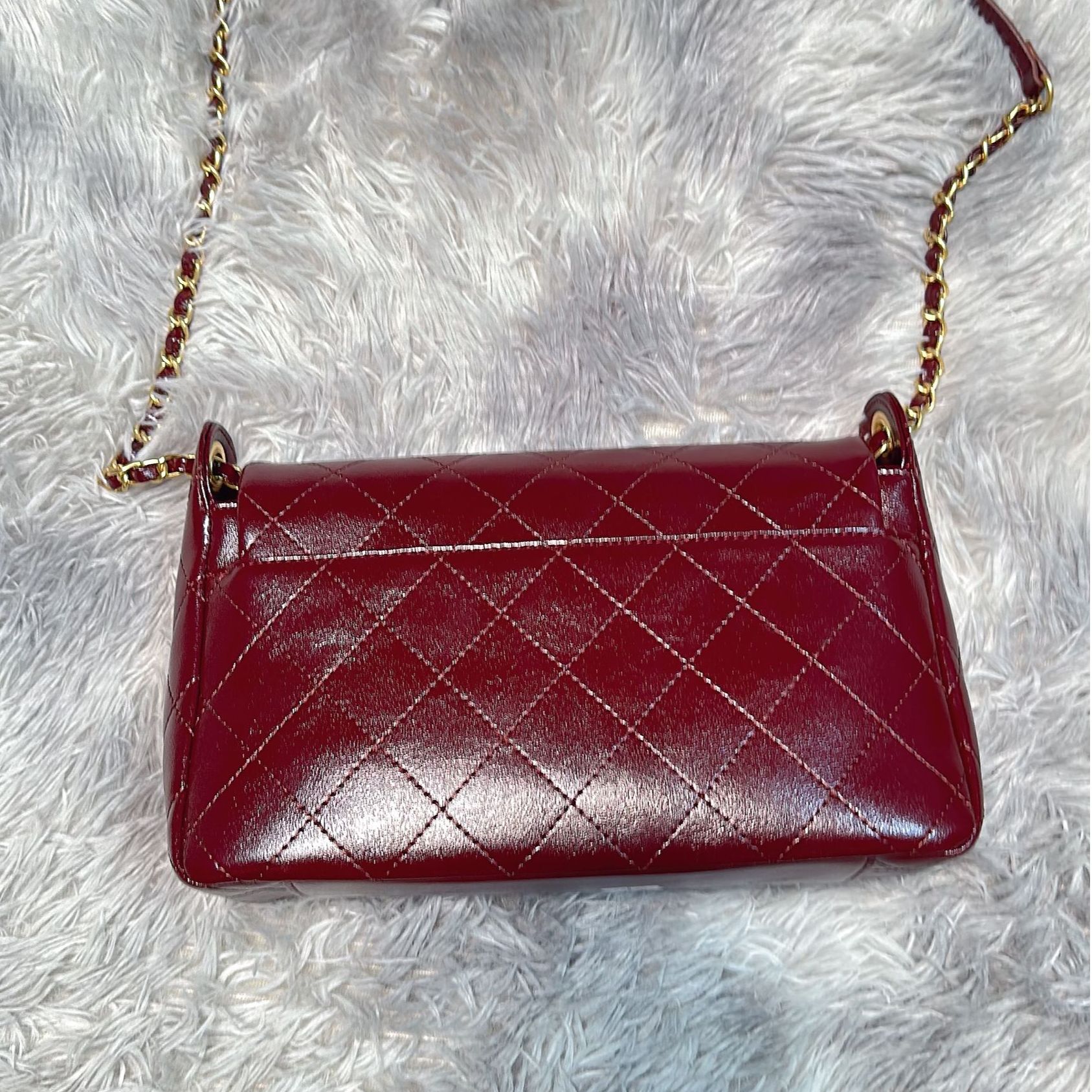 时尚精品真皮女包想 菱格链条 四环 红色 10861