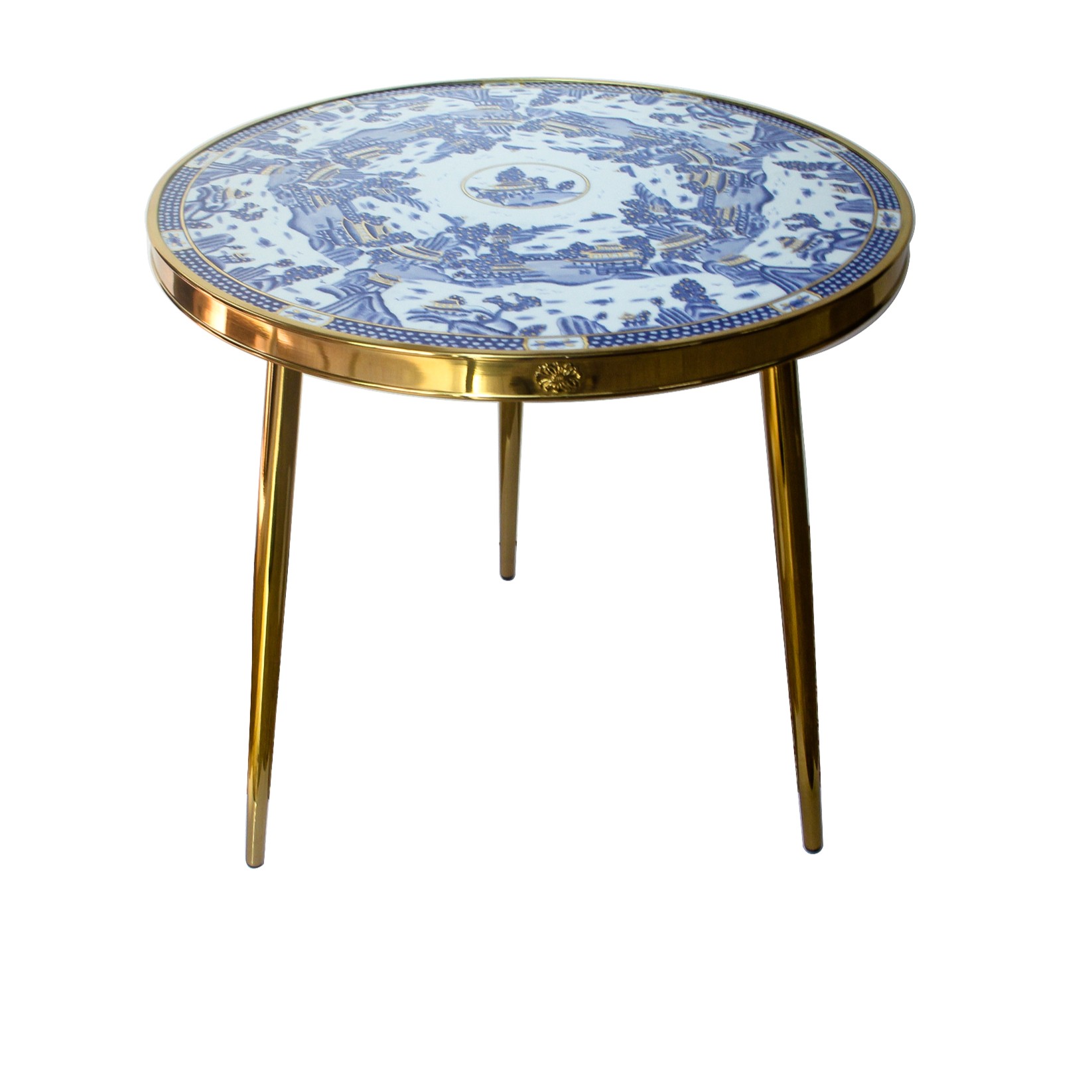 【奇居高端】轻奢中式古典陶瓷配铜青花山峦小圆桌家用#J-2046-MS07