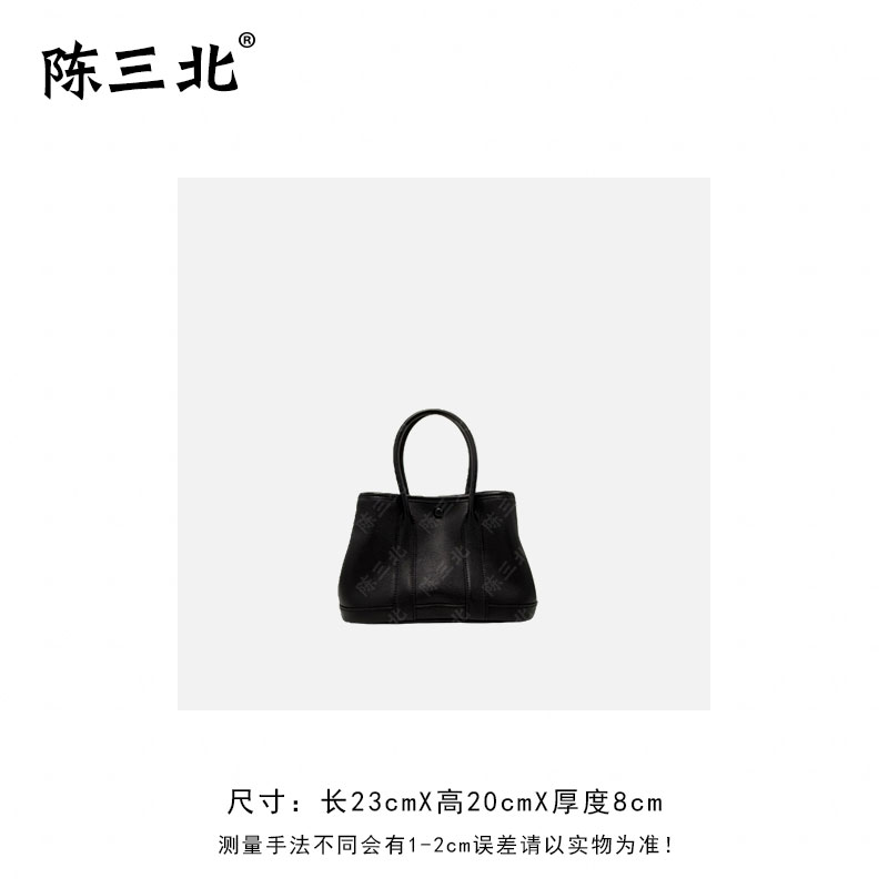 陈三北SSG759【mini花园包】黑色-23CM蜡线-皮扣托特包斜挎女包