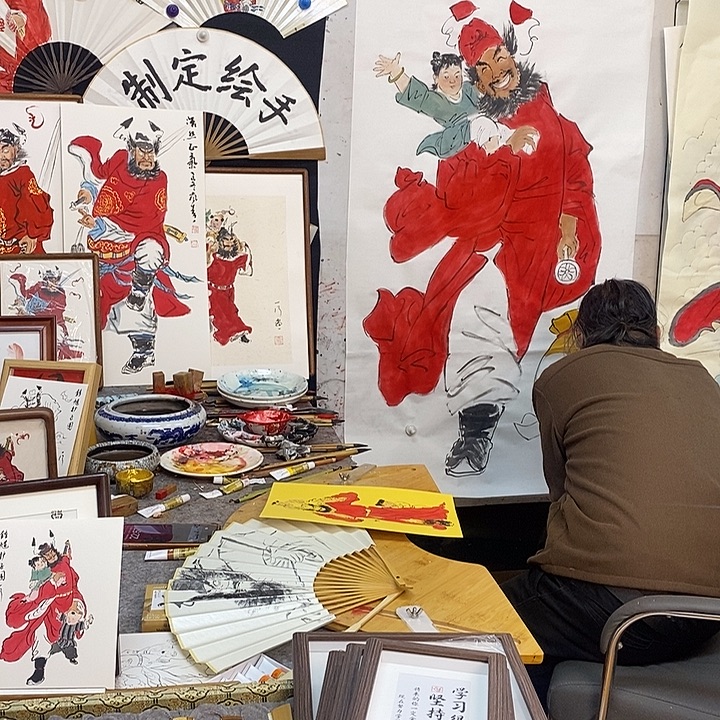 @***山国画框张老师画钟馗