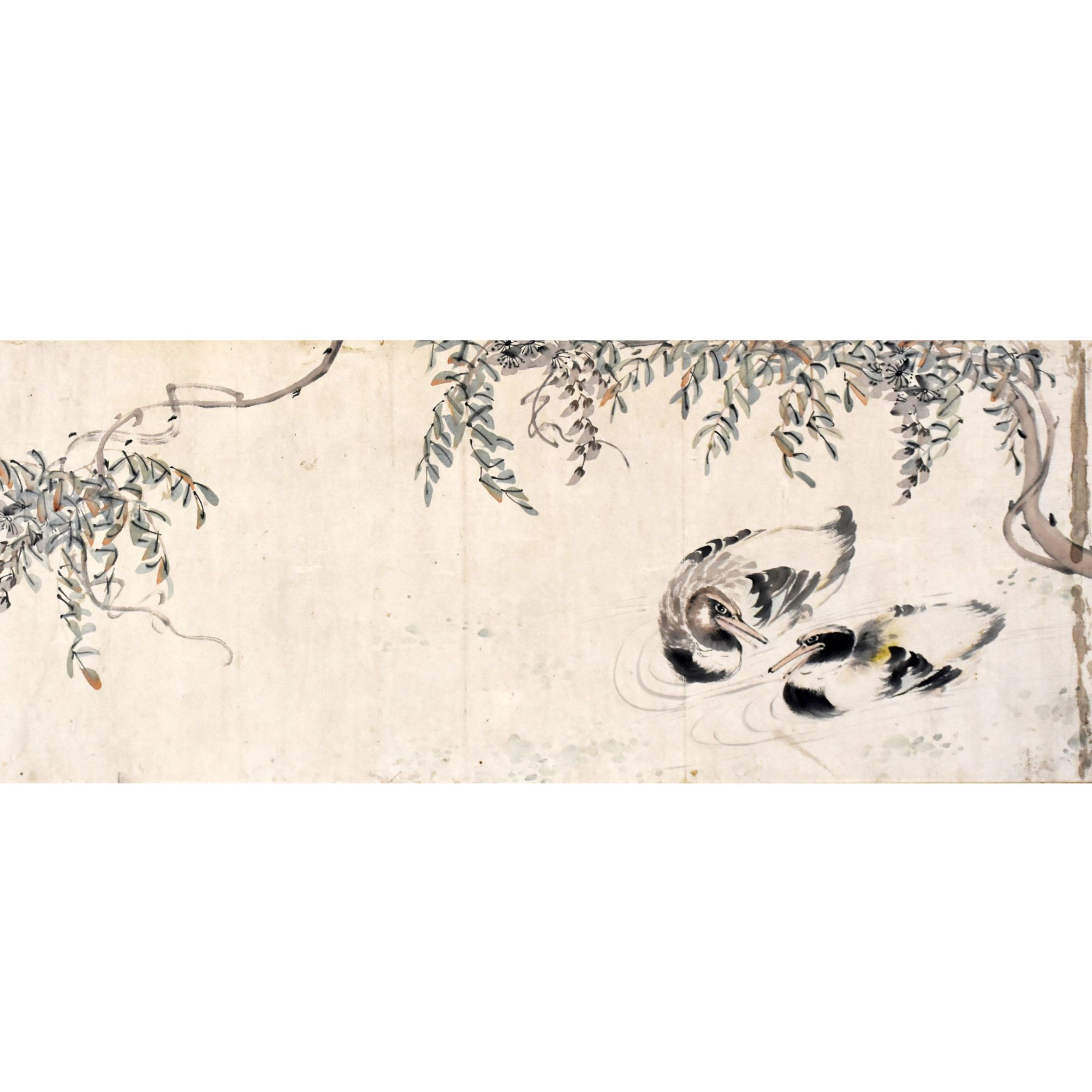 HM10061 鸳鸯戏水 33×87 纸本镜片 2.5平尺