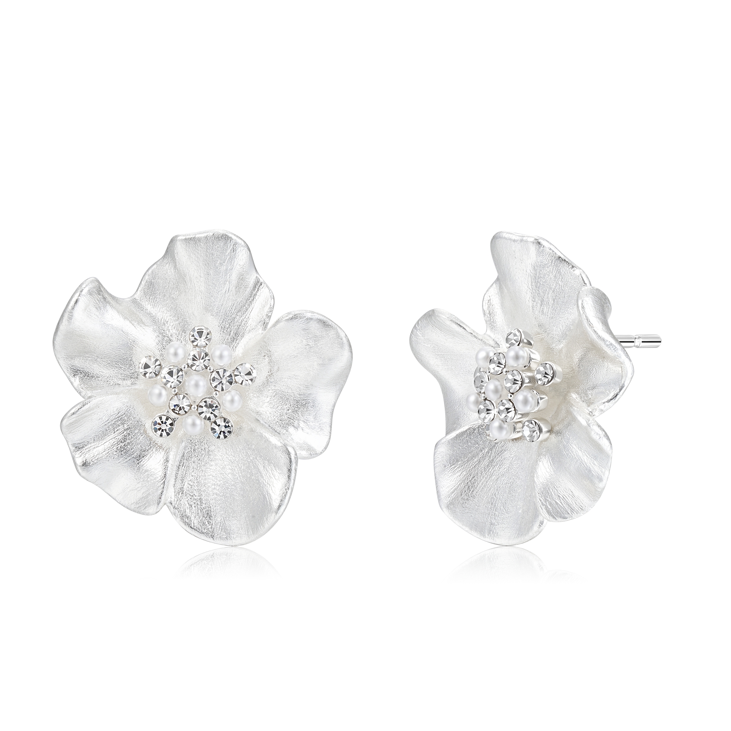 INCHEDITION 纯铜耳饰 双面滚丝百搭花朵闪闪耳环时尚气质