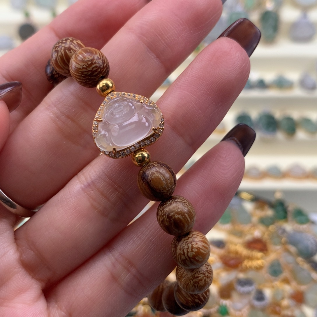 翡翠银S925镶嵌颈饰佛公