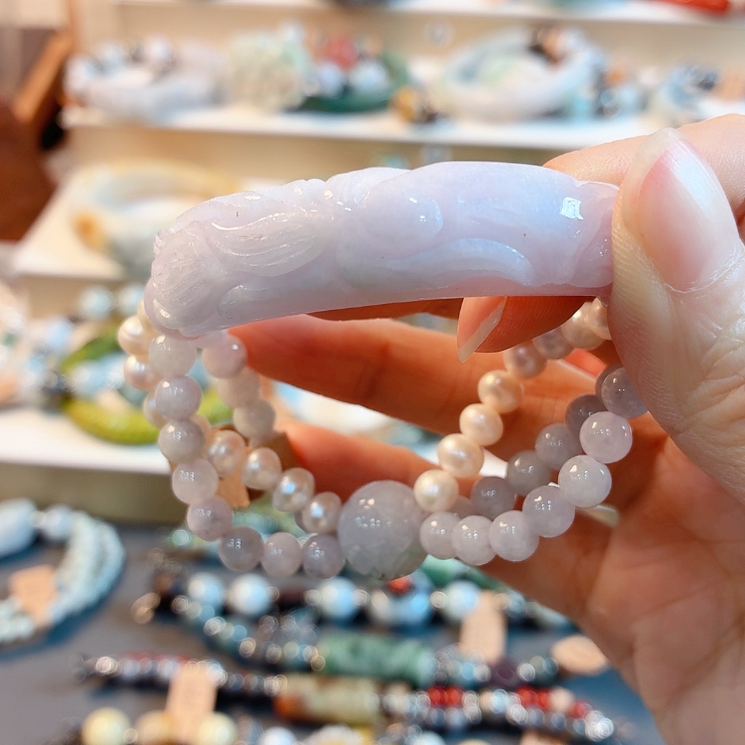 晰***翡翠未镶嵌手链手串