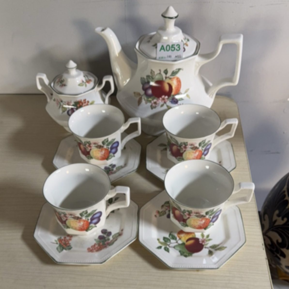 磁州窑，水果壶杯碟糖缸十件套