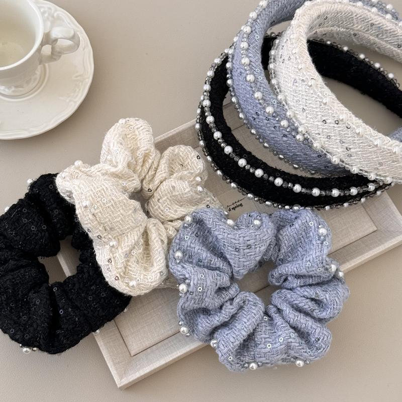 【精致千金】法式复古小众针织毛线宽边珍珠发箍气质高颅顶头箍轻奢