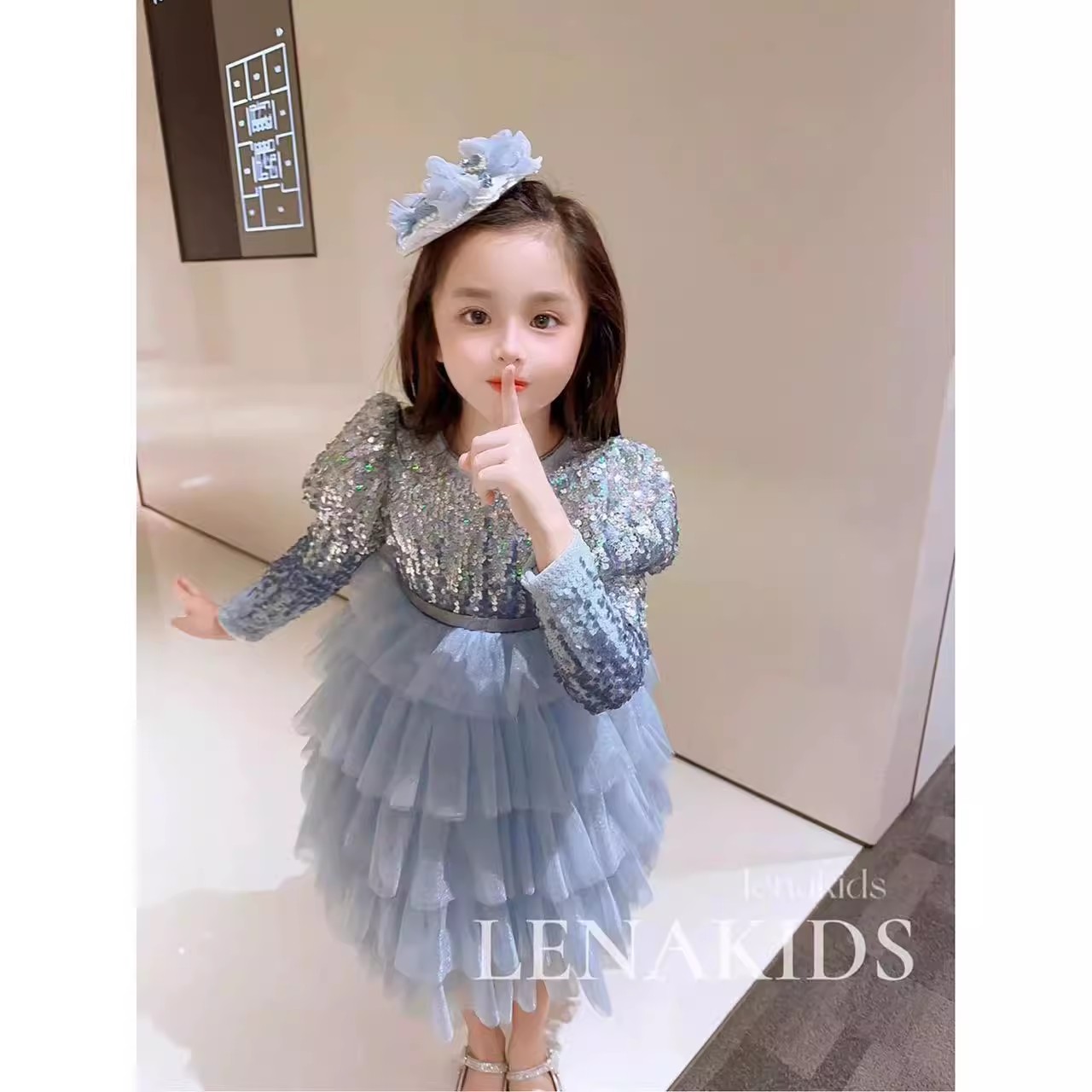 丽娜亮片长袖裙1801