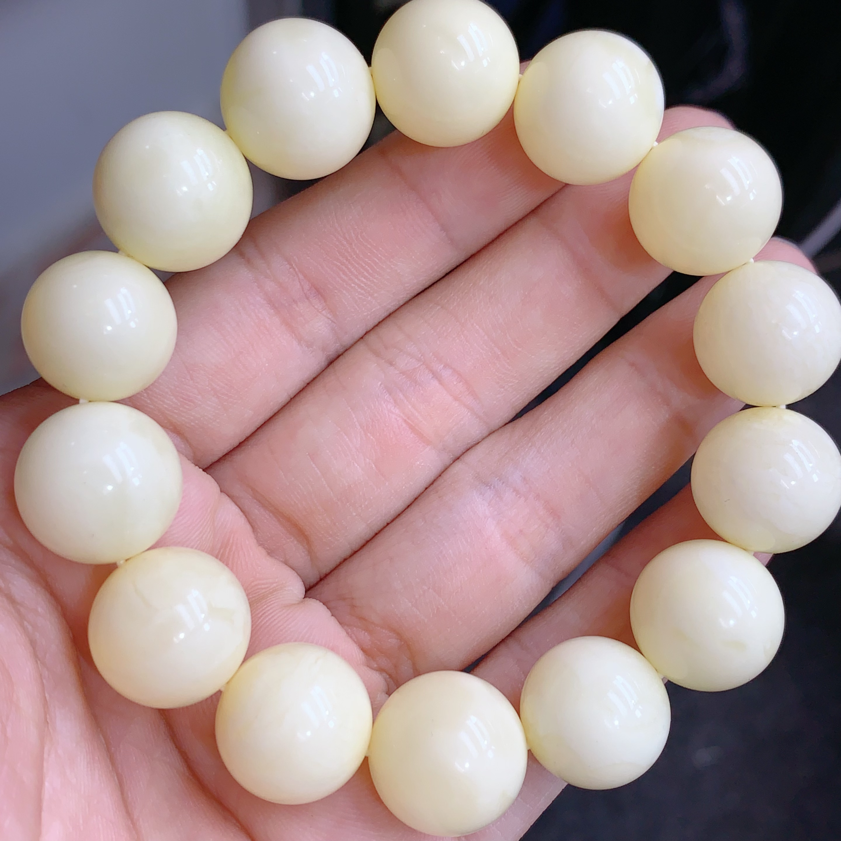 白花蜡满蜜15mm圆珠手串（417号）