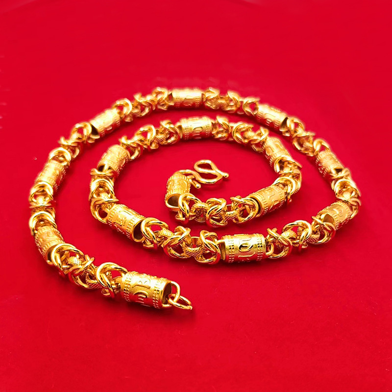 时尚气质款古法古巴转转桶项黄色链-x54