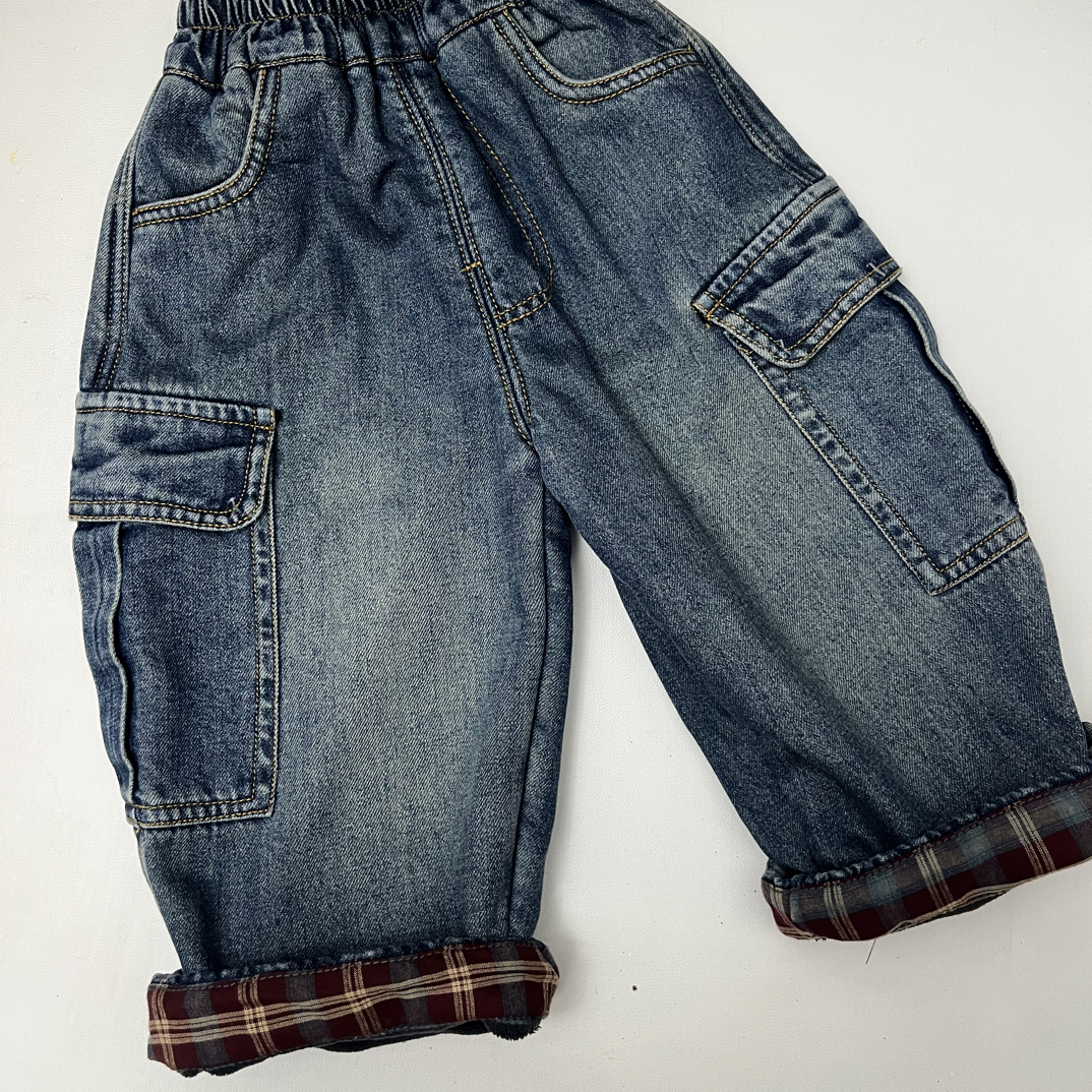 男女童加绒牛仔裤冬季宝宝秋冬款一体绒加厚