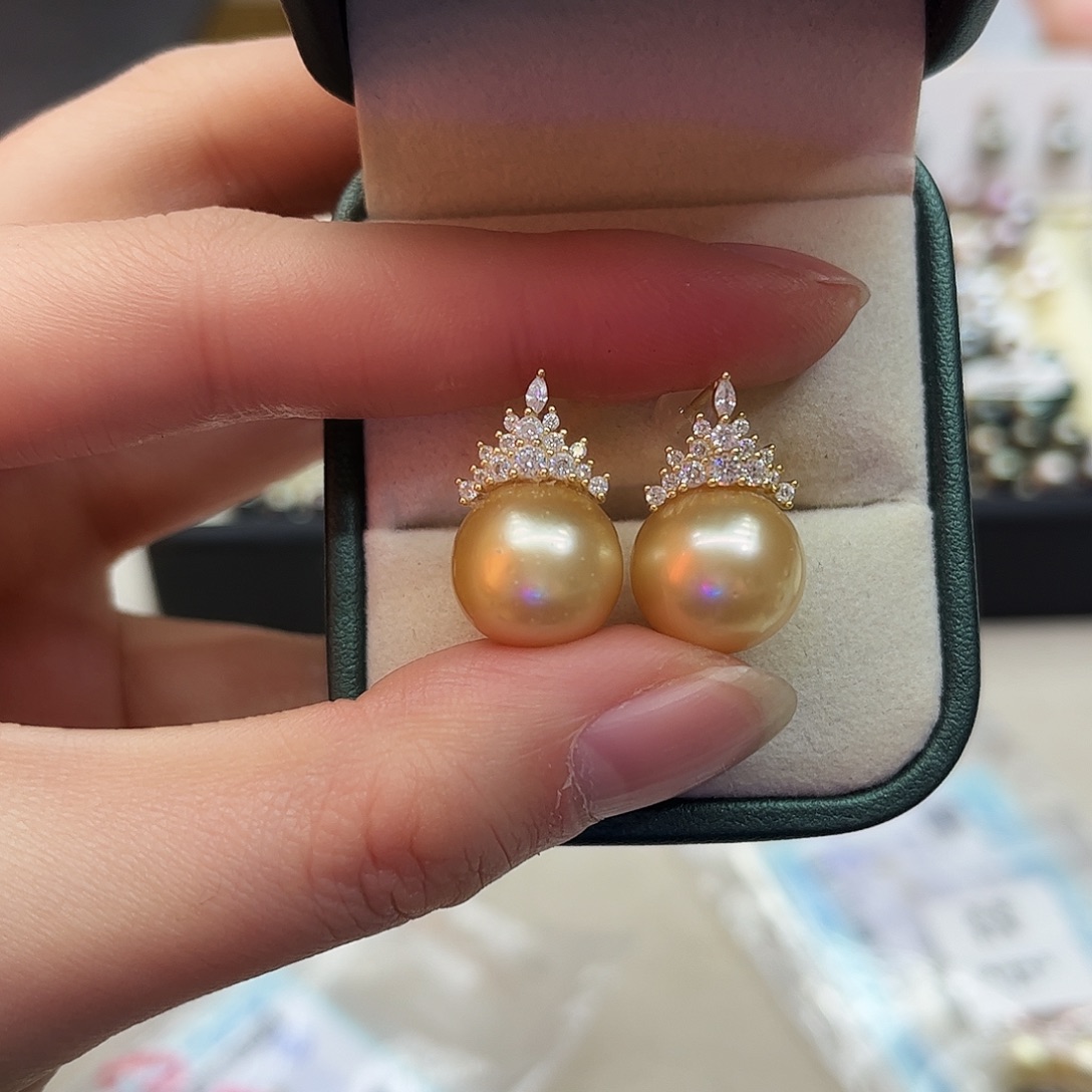 银S925镶嵌海水珍珠耳饰