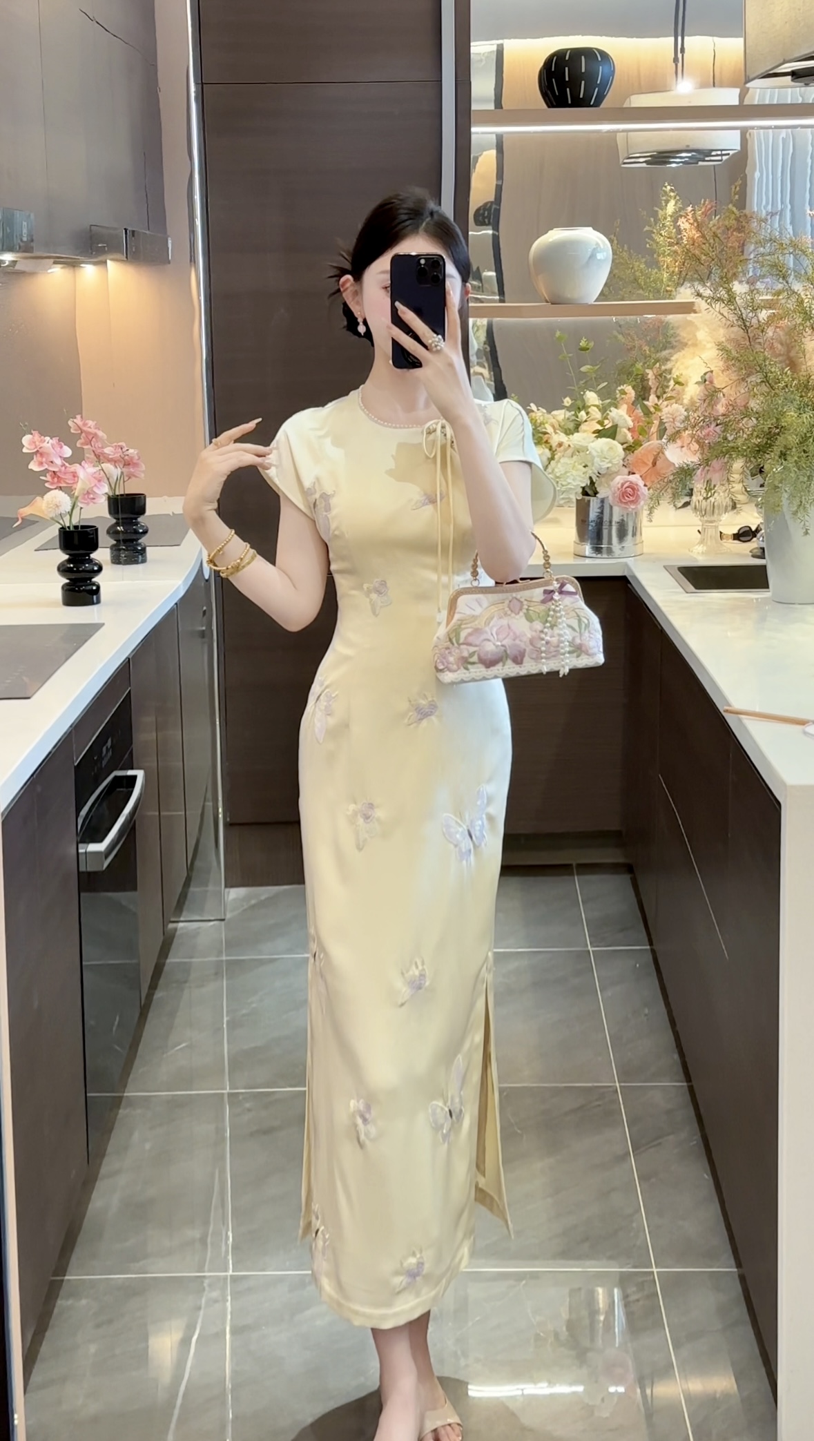 【周粥】【福蝶】2025新款夏季气质高端新中式刺绣连衣裙JJC5LYQ2149