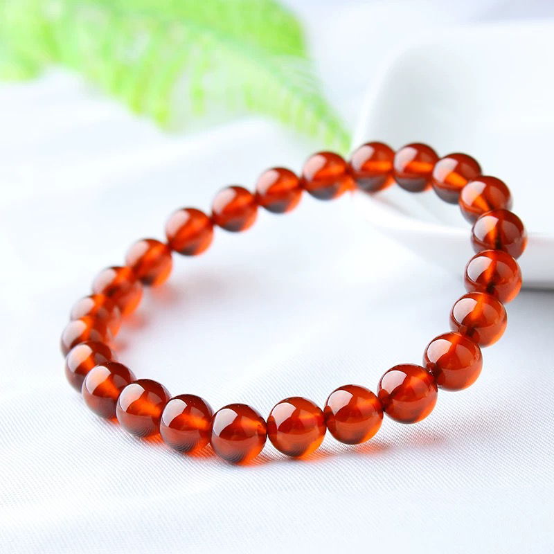 橙红色石榴石高品质7毫米单圈手链