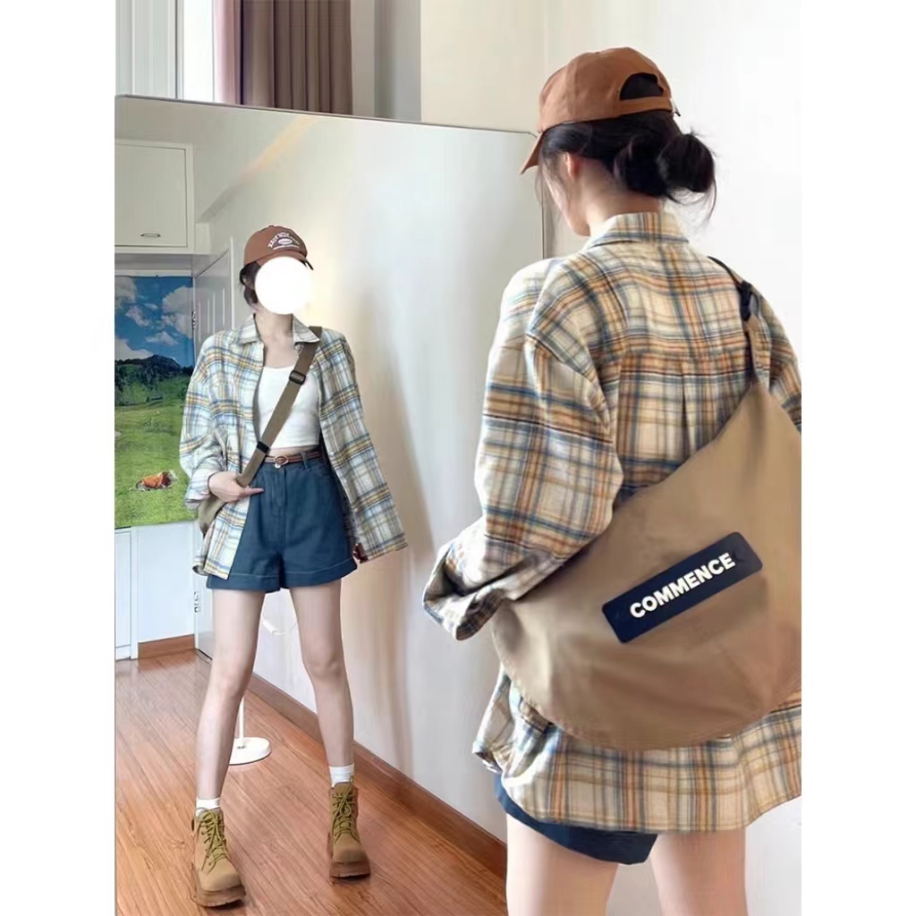 冬季格子衬衫女韩版慵懒时尚宽松显瘦百搭开衫休闲外套女装设计感
