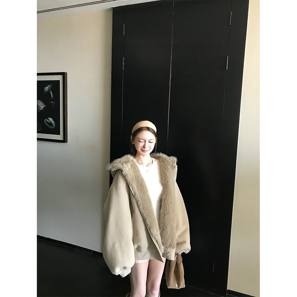 【绒绒小雪人】高品质版！可正反两穿！环保仿皮草保暖连帽卫衣22917#