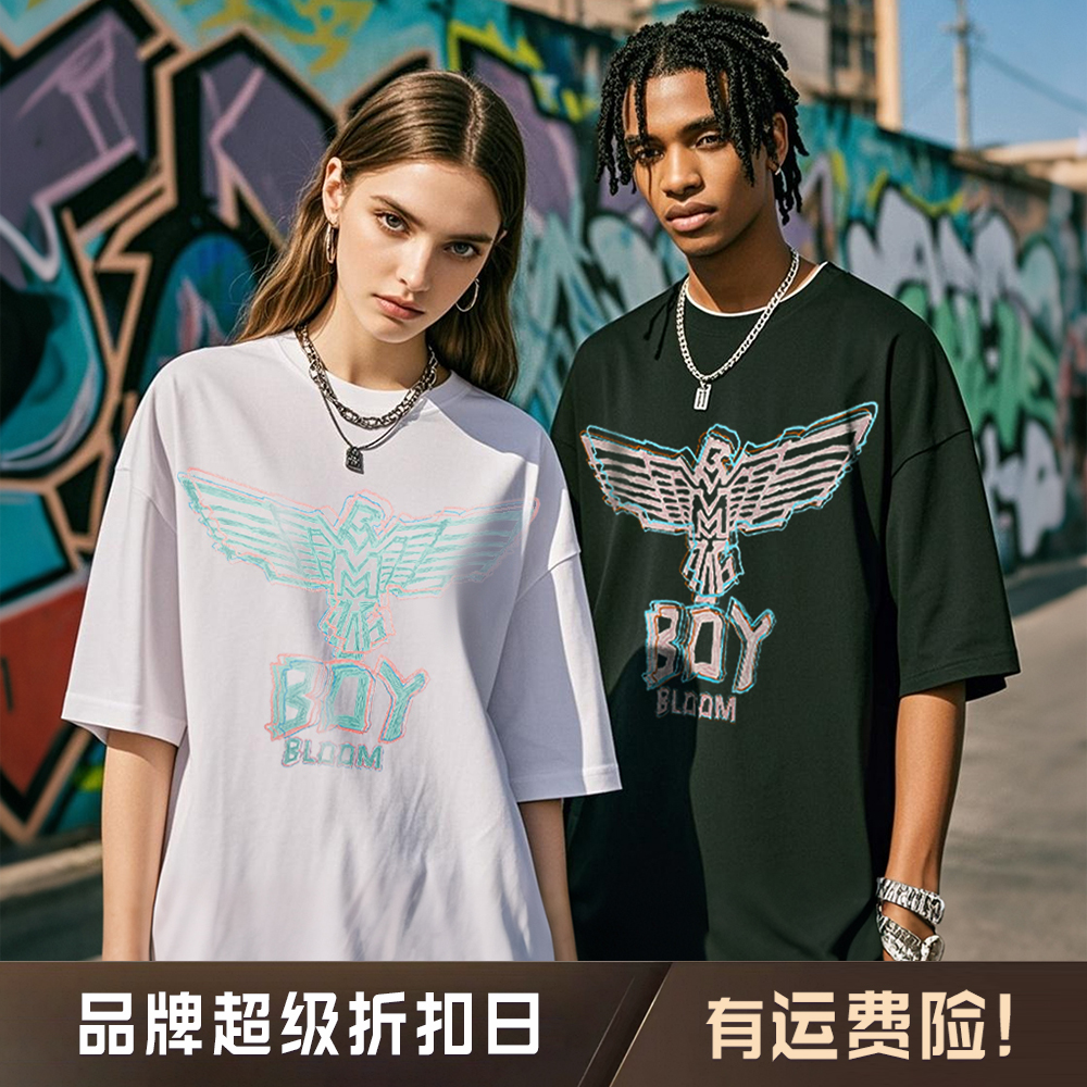 BOYBLOOM高奢潮牌【穹羽之翼】纯棉T恤休闲潮流情侣穿搭男女同款