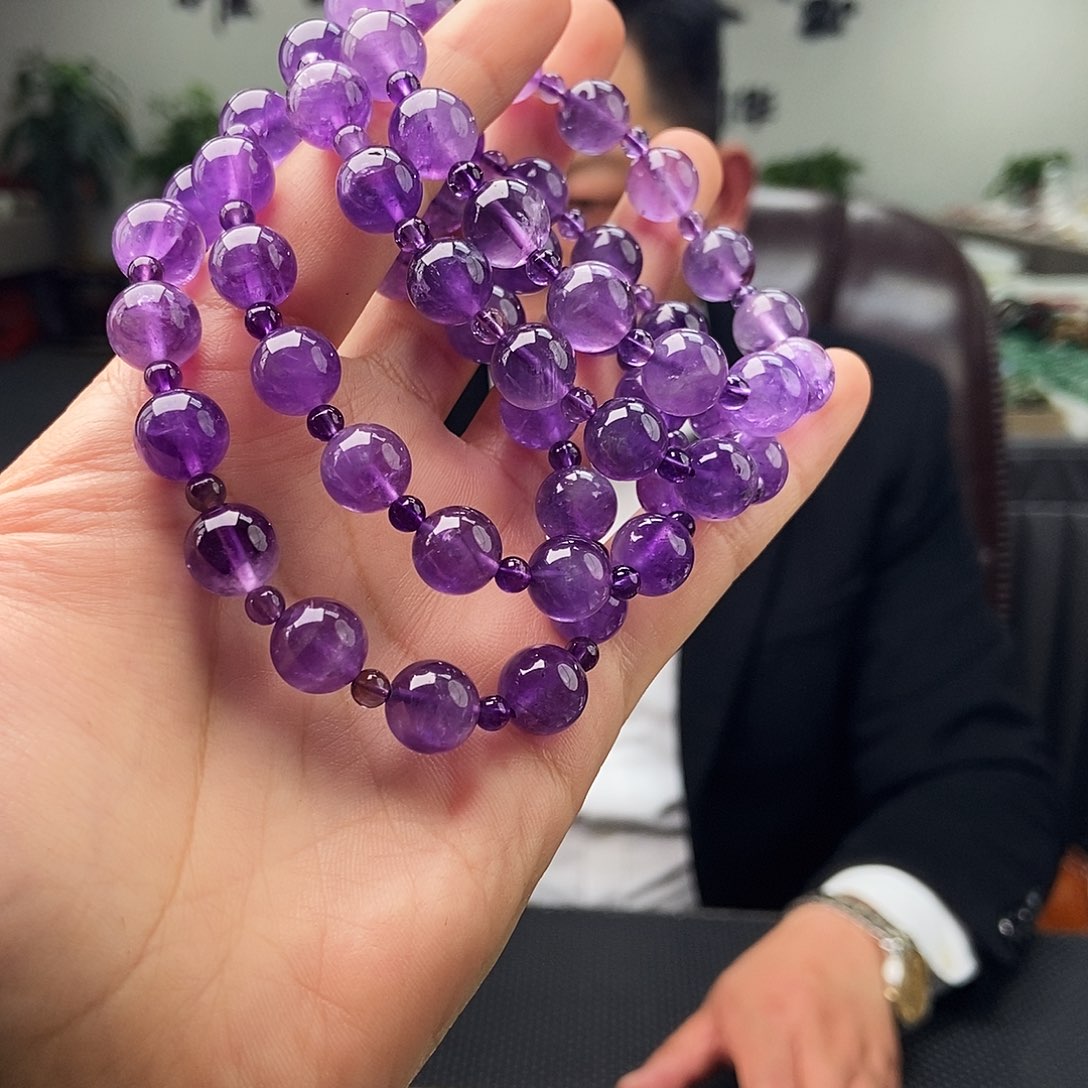 颈饰未镶嵌紫晶手串 颜色多样性发拍一发一