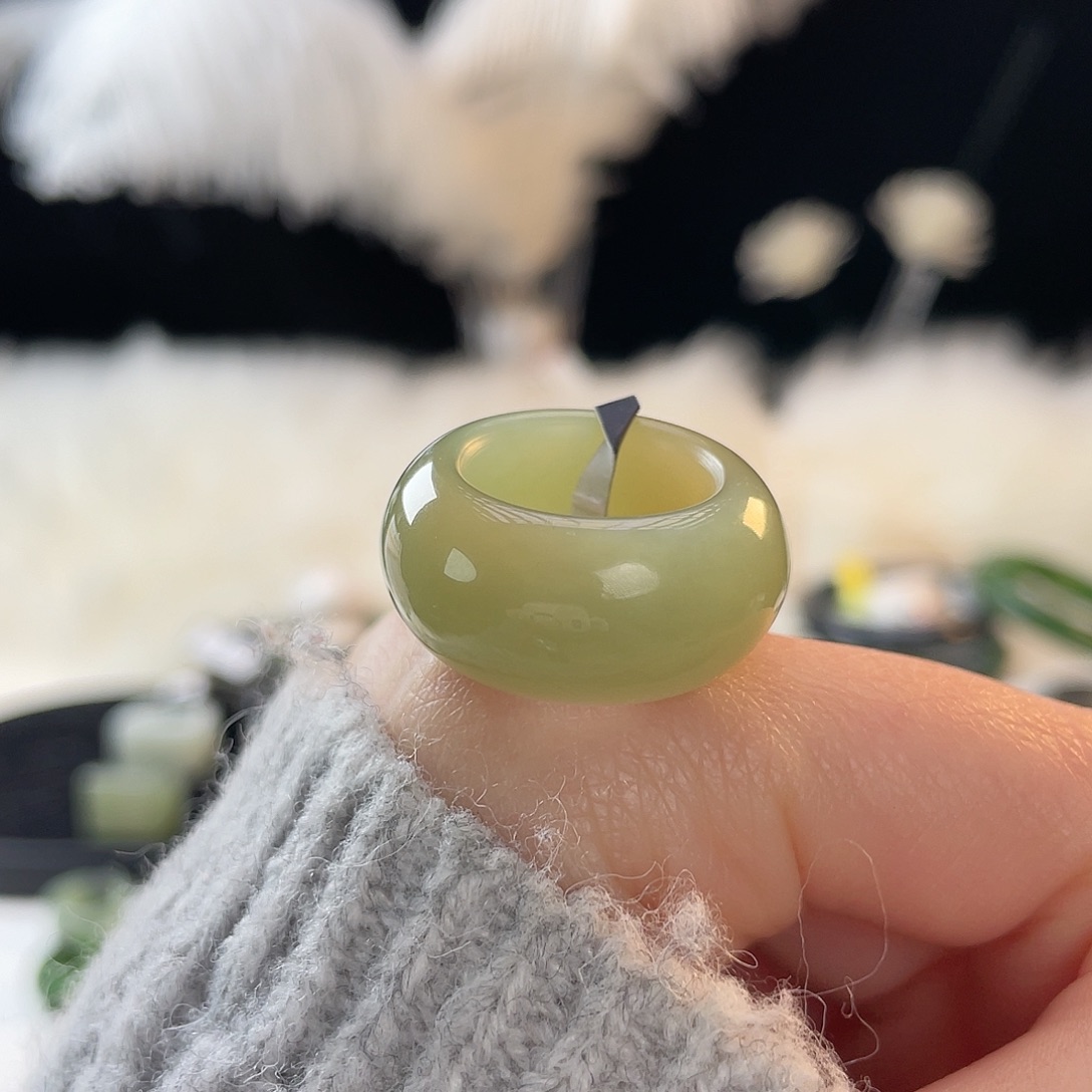 和田玉未镶嵌戒指k16黄口墩墩16.2mm