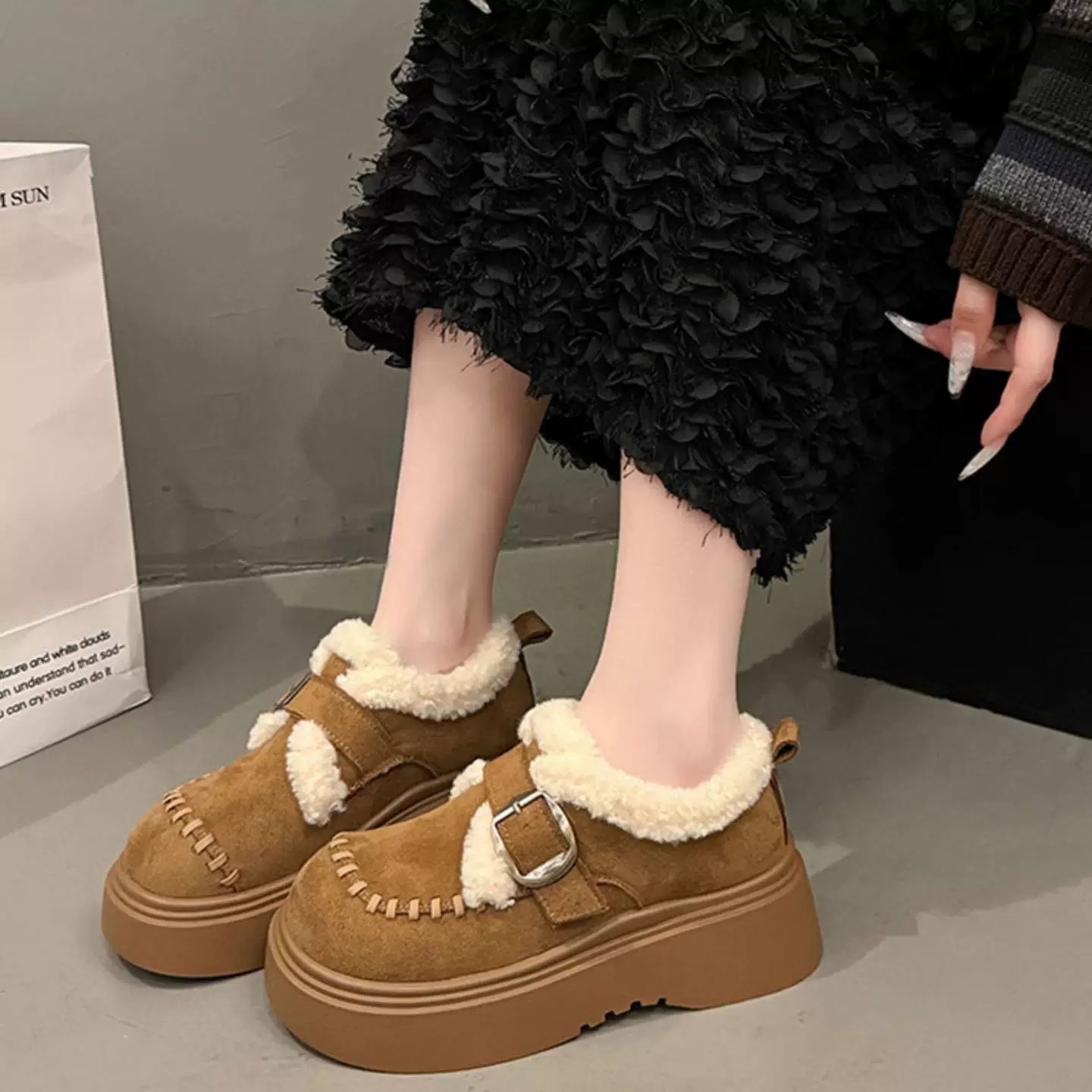 蓉姐专属～增高浅口一脚蹬博肯鞋单鞋舒适软底鞋子皮鞋复古7620-5