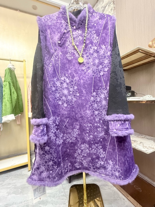 加绒加厚新中式国风斜襟盘扣旗袍马甲裙搭配打底衫两件套