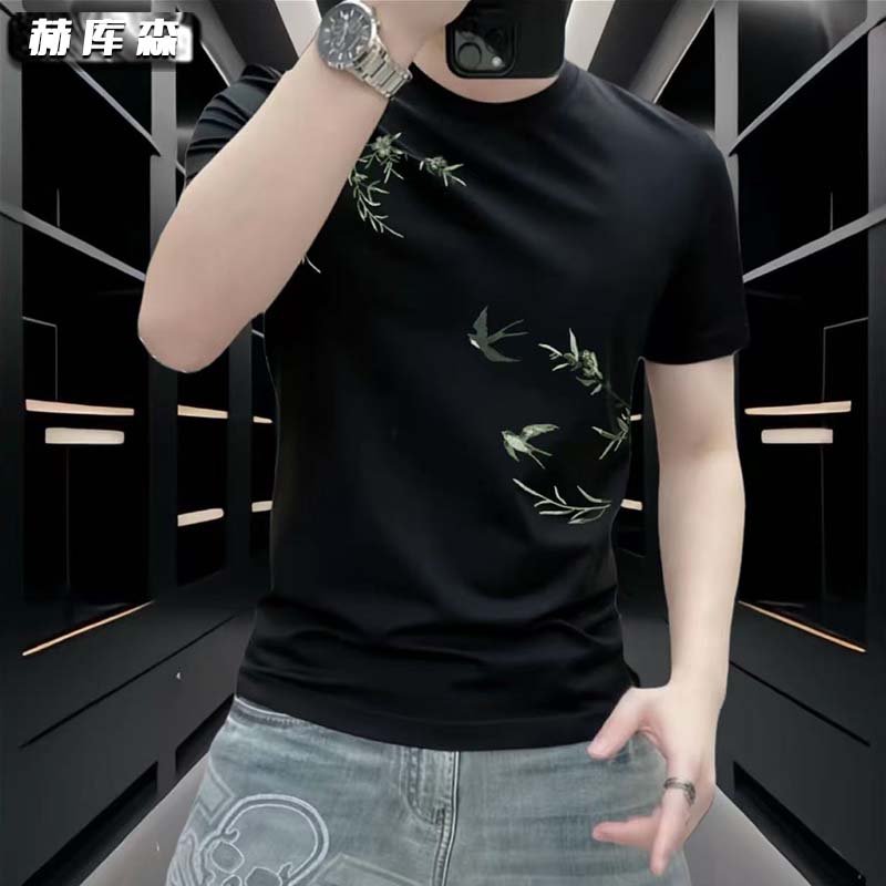 赫库森秋季新款国潮品质男装短袖百搭潮流个性原创时尚圆领T恤ins