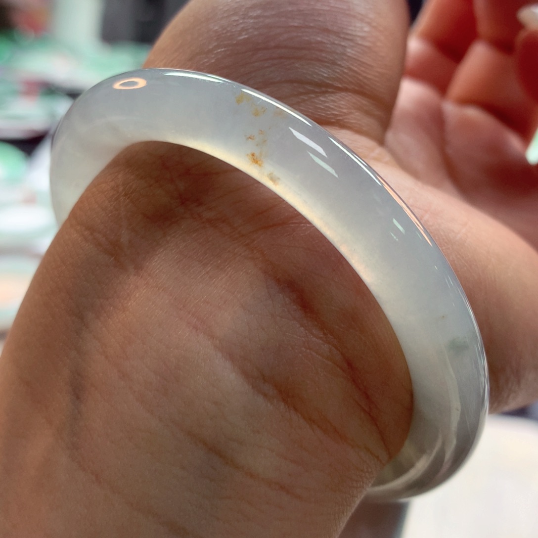 翡翠手镯未镶嵌北极光冰圆条53圆15号88