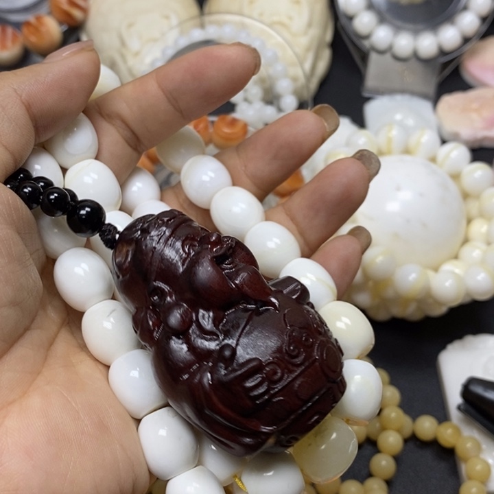 乌木类花梨木，桶珠手持，瑕