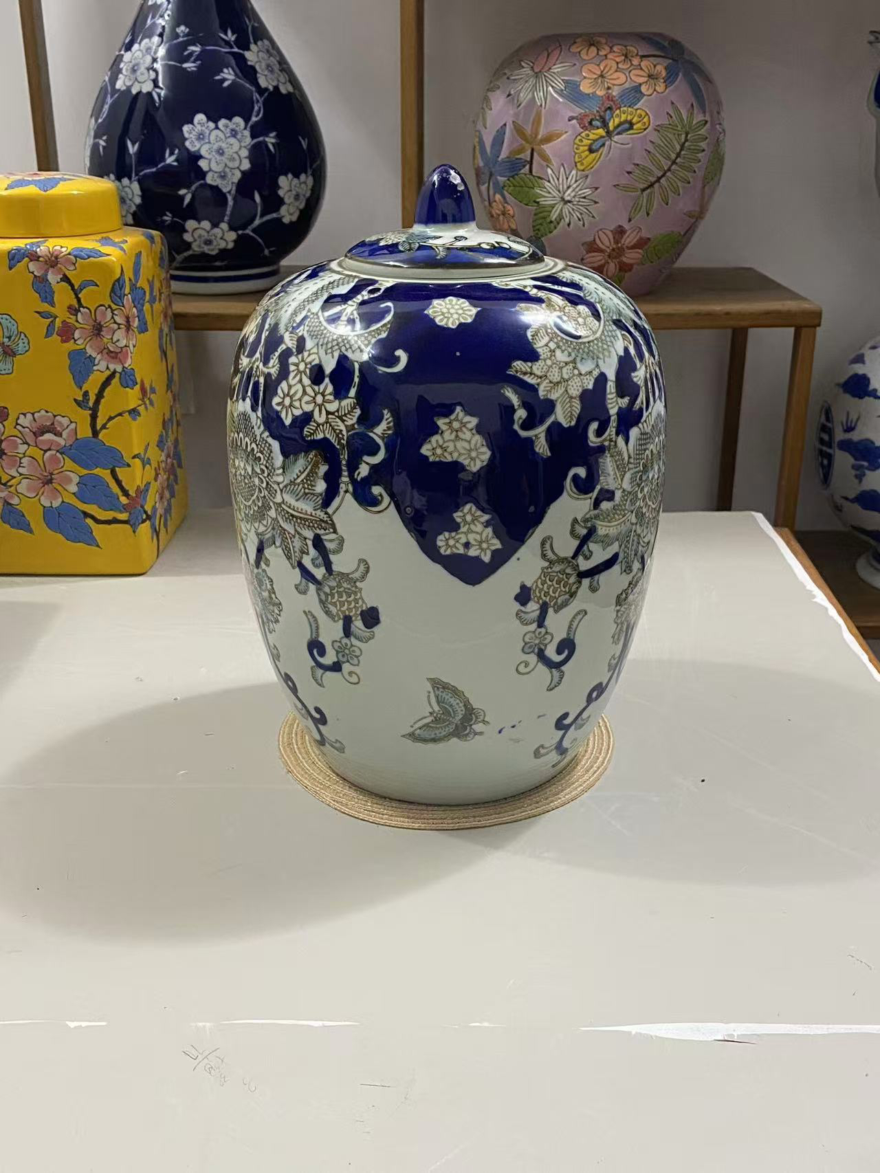青花瓷将军瓶储物罐茶叶罐新中式混搭花瓶饰品 微瑕介意勿拍