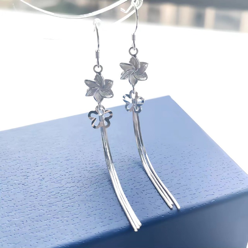 足银耳饰 风车花耳钩长款清新超仙个性520礼物轻奢纯银纯银耳饰