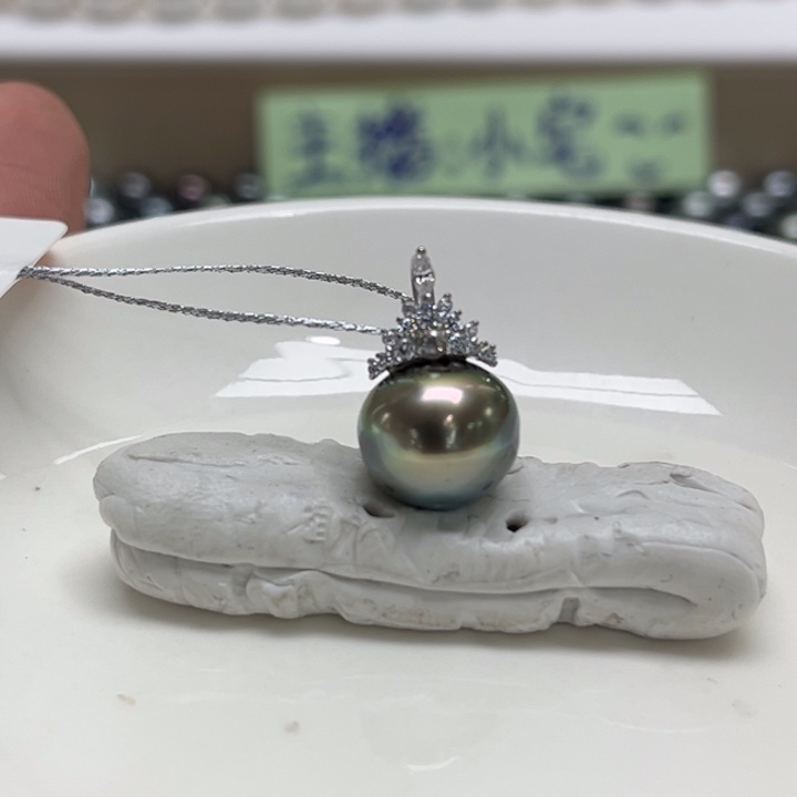 银S925镶嵌吊坠(不含链)海水珍珠11-12m 62号