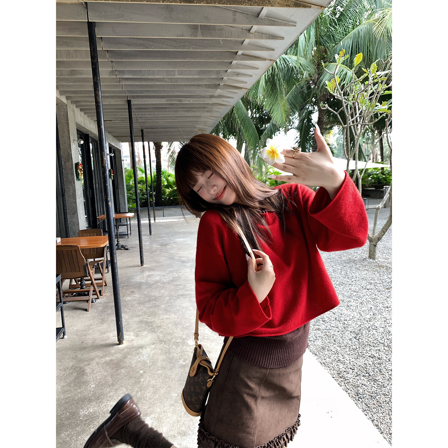 小君君布兰妮 挚爱小衫/100羊毛真两件撞色毛衣两件套