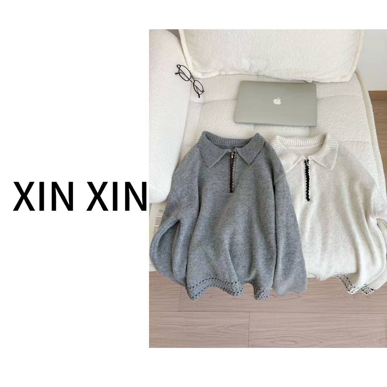 小柒家X0087-针织保暖长袖连帽套头款毛针织衫休闲套头打底韩版