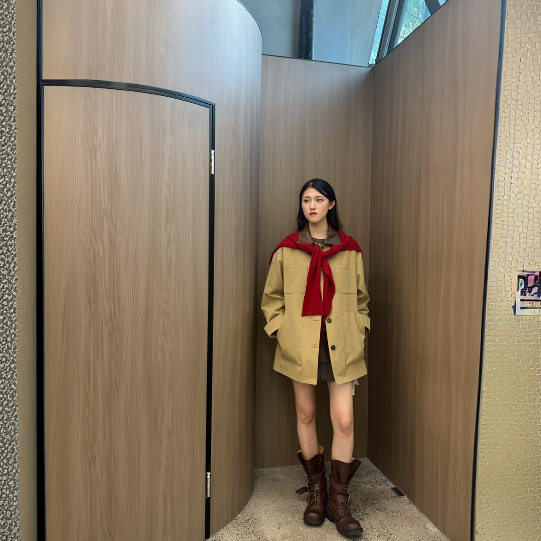 【VIINS】简约工装短款夹克女休闲百搭长袖外套9249