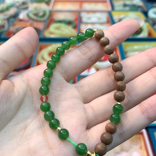 手串未镶嵌和田玉碧玉老山檀DIY手串