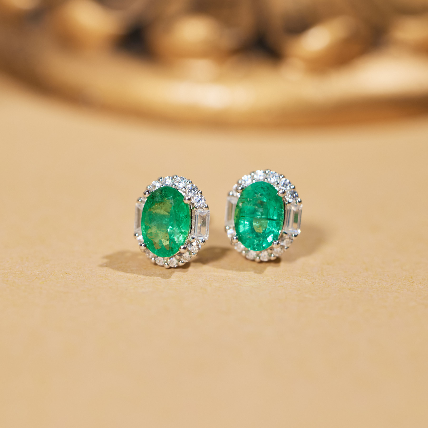 【歪歪】*祖母绿耳饰*925镶嵌W5496