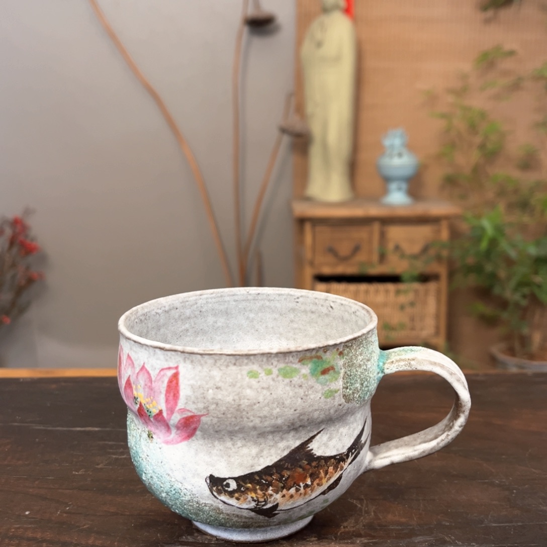 杯柴烧手工手绘陶瓷