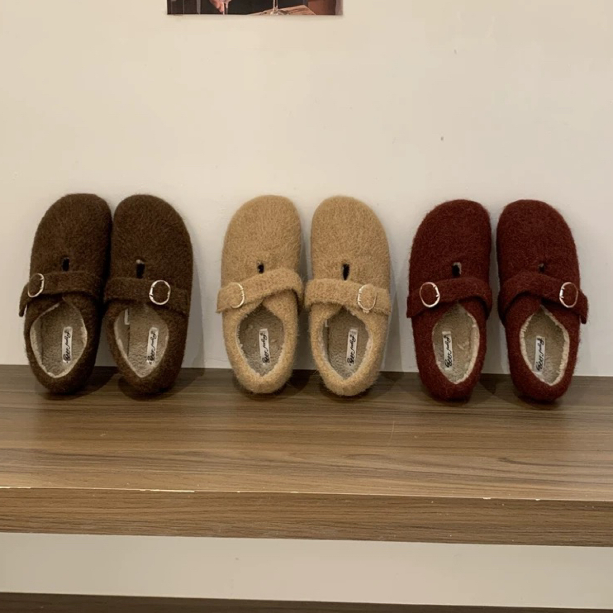 保暖中口圆头鞋子复古港风防滑棉鞋冬季豆豆鞋平跟加绒勃肯鞋新款