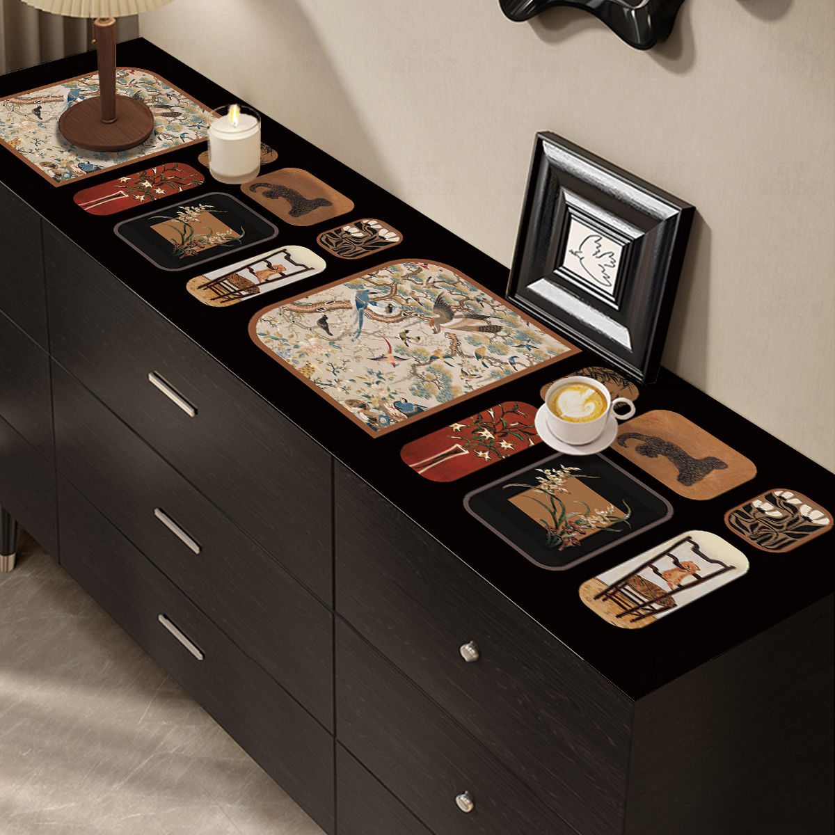 美式餐边柜桌垫轻奢高级感防水防油免洗电视柜桌布鞋柜台面防脏垫